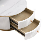 2 tables basses gigognes rondes blanches avec tiroirs