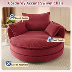 Fauteuil d'appoint pivotant à 360°, Fauteuil pivotant rond en forme de baril avec coussin pour salon