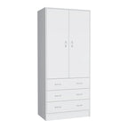 Grande Armoire Moderne à Deux Portes avec 3 Tiroirs et 1 Tringle pour Chambre à Coucher