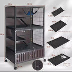 Grande Cage pour Petits Animaux, Cage à Furets - Habitat à 5 Niveaux de 150 cm avec Armoire de Rangement, Comprend Hamac/Roues/Rampes Amovibles/Plateaux Faciles à Nettoyer