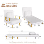 Canapé-lit pliant 3-en-1 convertible en fauteuil - Dossier réglable sur 5 positions avec oreiller, lit d'appoint peu encombrant pour salon, chambre et bureau (Blanc)