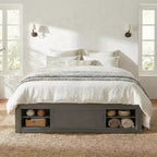 Cadre de lit plateforme Whisen Queen avec 4 tiroirs de rangement et rangement dans le pied de lit