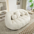Fauteuil de salon en chenille blanc 63,78 cm avec rembourrage en mousse haute densité