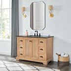 Meuble sous-vasque Hervas avec plateau en marbre naturel, sans miroir
