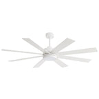 Ventilateur de plafond de 65 pouces à 8 pales noires avec lumière LED et télécommande