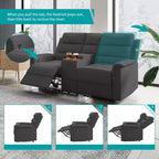 Canapé inclinable 2 places en tissu technique beige/gris, dossier et repose-pieds réglables