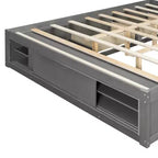 Cadre de lit plateforme Whisen Queen avec 4 tiroirs de rangement et rangement dans le pied de lit
