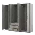 Armoire 6 portes en bois avec tiroirs pour chambre à coucher