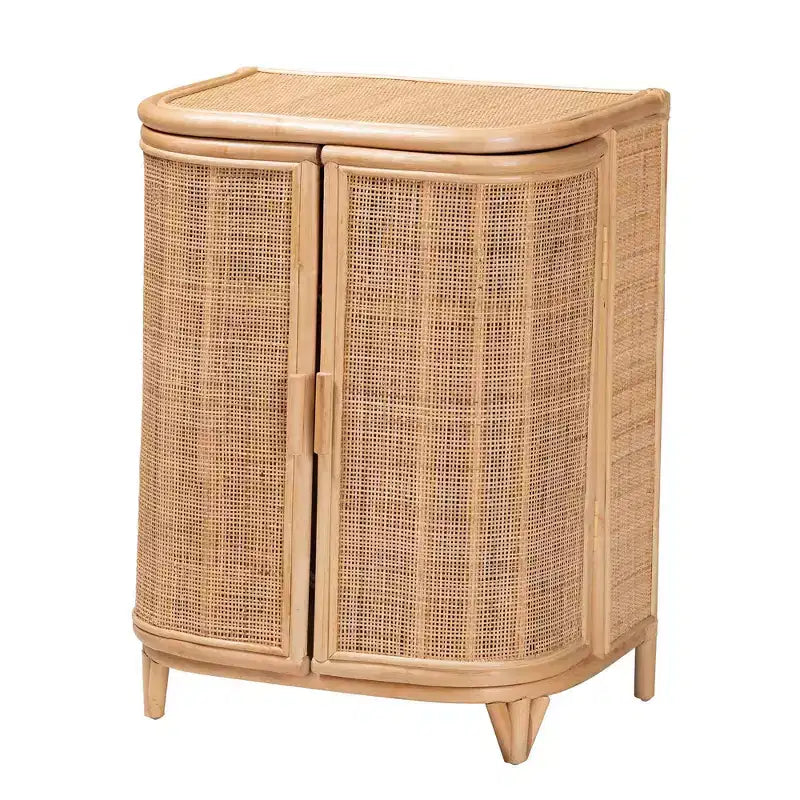 bali & pari Yanka Meuble de rangement en rotin naturel : Fait main, 2 étagères, design bohème