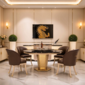 Table de salle à manger ronde et luxueuse en marbre au design moderne