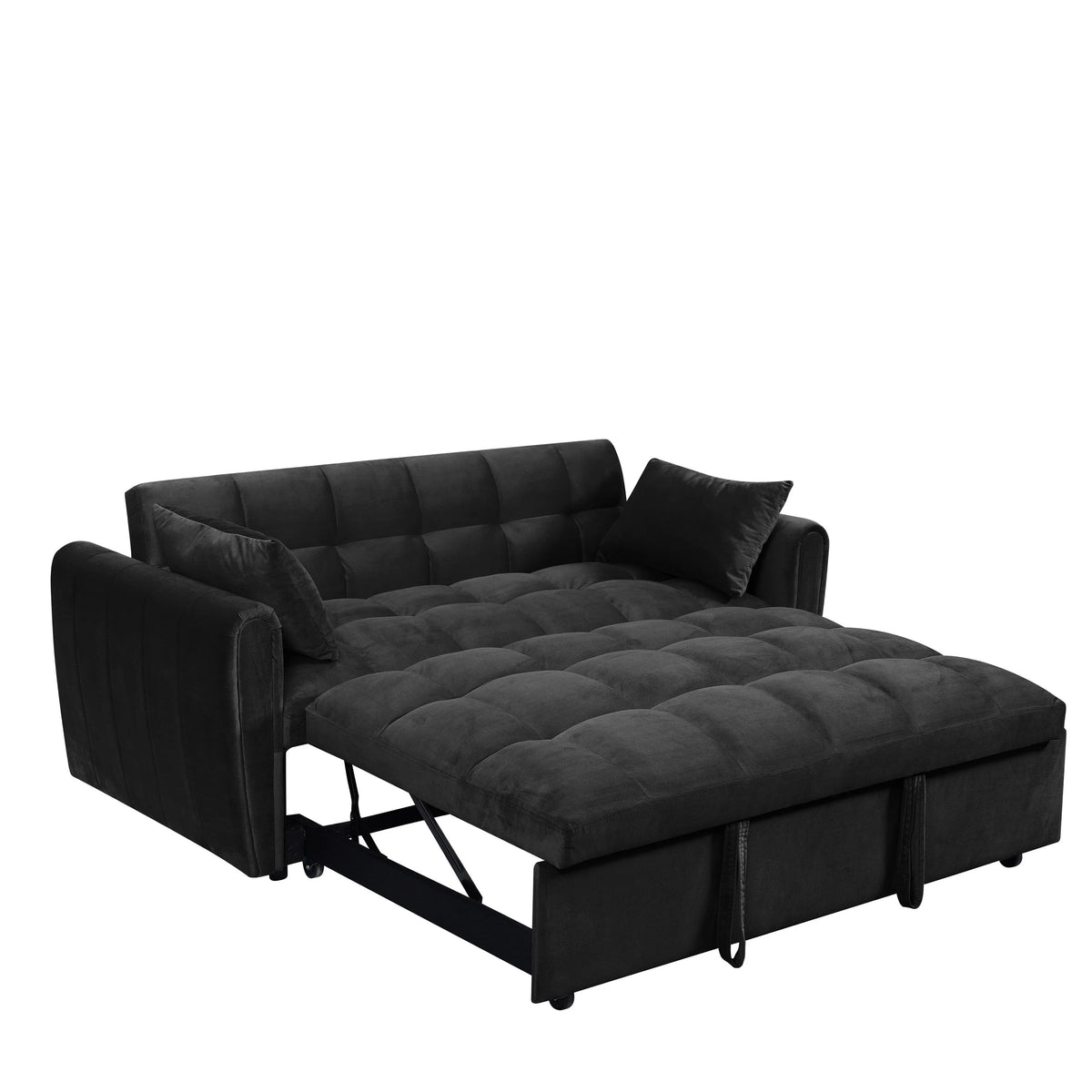 64,96 Canapé-lit convertible 3-en-1 en velours avec dossier réglable, poche de rangement et capacité de poids de 227 kg