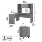 Bureau d'angle Echo avec huche et tiroirs