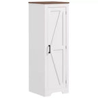 Meuble de Rangement HOMCOM Style Ferme avec Étagère Réglable, Buffet d'Appoint à Porte Coulissante Unique pour Salon, Meuble de Rangement sur Pied, Blanc