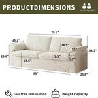 Canapé Dyonery 86 Cloud, assise profonde et accoudoirs larges, cadre robuste, design ergonomique respirant