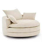 Fauteuil d'appoint pivotant à 360°, Fauteuil pivotant rond en forme de baril avec coussin pour salon