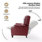 Ensemble de 2 fauteuils inclinables modernes en cuir véritable Elisabete avec garniture cloutée vintage pour salon et chambre à coucher | ART OF LIVING DESIGNS