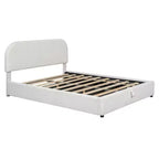 Lit capitonné Queen Size avec rangement escamotable - Blanc