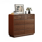 Commode en bois d'inspiration Art déco avec sculptures géométriques