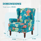 Fauteuil d'appoint moderne Erommy, fauteuil à dossier haut, canapé simple en tissu rembourré avec boutons et pieds en bois pour salon