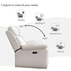Canapé inclinable électrique avec chargeur sans fil, liseuse, lumière LED pour salon, similicuir, port AC/USB, porte-gobelet, noir
