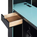 Lit de repos de jeu double/grand avec tête de lit bibliothèque, lumières LED, bureau intégré, tiroirs et station de charge