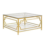 Table basse carrée Merax avec plateau en verre noir ou transparent et étagère de présentation à deux niveaux