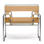 Fauteuil d'appoint en cuir d'inspiration moderne Baxton Studio Jericho, couleur havane : Finition chromée, Patins anti-rayures, Entièrement assemblé