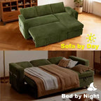 Canapé-lit convertible 2-en-1 avec méridienne de rangement, canapé d'angle en chenille avec ports USB pour salon