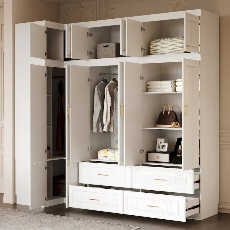 93.9H/74.2H Armoires Penderie Placard Rangement avec Tiroirs