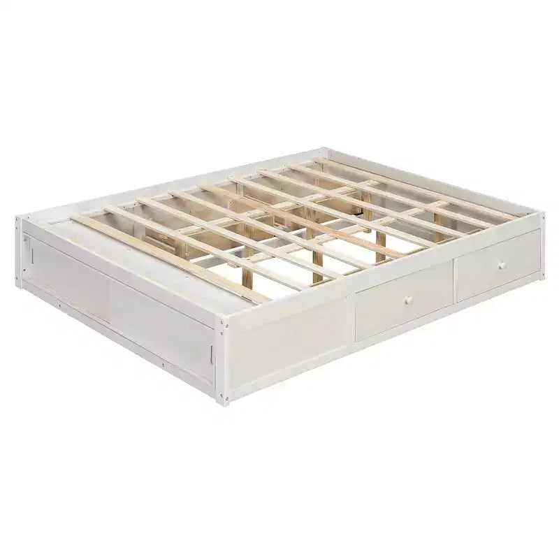 Cadre de lit plateforme Whisen Queen avec 4 tiroirs de rangement et rangement dans le pied de lit