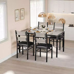 Ensemble table à manger pour 4 personnes, avec 4 chaises rembourrées, ensemble de 5 pièces de table de cuisine en bois avec protecteur de coin pour cuisine, appartement, petit espace.