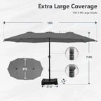 MAISON ARTS Grand Parasol Double Face de 4,5 m avec Base Incluse pour Patio