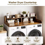 Comptoir de lave-linge et sèche-linge à 2 niveaux avec étagère ou tiroirs, couvercle de comptoir de buanderie avec coussin antidérapant, 54x27,5 - Dessus de lave-linge pour plier les vêtements