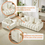GDFStudio Alanna Canapé 3 places moderne en tissu peluche 79,5 po avec oreillers