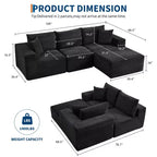 Canapé moderne 108, canapé 3 places rembourré en forme de L avec oreillers, canapé à assise profonde, aucun assemblage requis