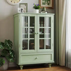 Meuble de rangement, Meuble bas en bois avec 1 tiroir et 2 portes vitrées, Buffet de style rustique avec rangement pour salon