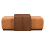 Ottoman Poly & Bark Jarmo avec table en noyer réglable – Cuir pleine fleur véritable italien