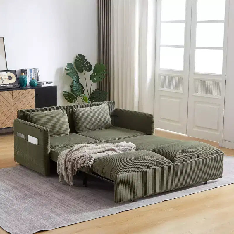 Canapé-lit convertible 3-en-1 en velours côtelé de 64,5 po avec lit gigogne