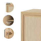 Armoire de rangement décorative de 62 pouces de hauteur en osier noir avec grain de bois et 12 étagères