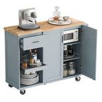 Îlot de cuisine avec plan de travail pliable, desserte de rangement de cuisine avec étagère coulissante, porte-serviettes et tiroir, roulettes.