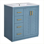 Meuble-lavabo de salle de bain à évier simple de 76 cm avec armoire et 3 tiroirs – Noir / Bleu / Vert / Indigo / Blanc