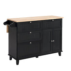 Ensemble d'îlot de cuisine TOPMAX avec abattant et 2 tabourets, ensemble de table à manger avec étagère réglable, tiroirs et porte-serviettes