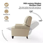 Ensemble de 2 fauteuils inclinables modernes en cuir véritable Elisabete avec garniture cloutée vintage pour salon et chambre à coucher | ART OF LIVING DESIGNS