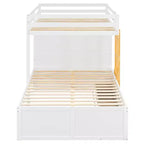 Lit superposé double sur double avec armoire de rangement et tiroirs, lit superposé double en bois peu encombrant avec garde-corps pour appartement, chambre à coucher