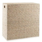 Panier à linge Casafield à 2 sections avec couvercle et sacs de doublure amovibles, trieur de linge tressé en jacinthe d'eau pour vêtements