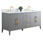 Meuble-lavabo de salle de bain Vanity Art 72 po à double vasque avec dessus en marbre reconstitué