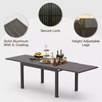 Table à manger extensible Okak en aluminium pour patio, cuisine et salle à manger