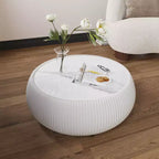 Table basse ronde moderne Okak avec plateau en marbre et côté en cuir, table d'appoint à la mode pour salon, chambre à coucher