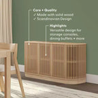 Buffet en bois massif Plank+Beam Contour avec 3 portes, meuble TV 59 po pour salon
