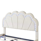 Ensembles de chambre à coucher 2 pièces – Lit plateforme double avec LED et pouf de rangement